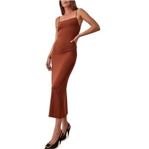 NWT Reformation Hex Knit Chestnut Midi Slip Dress XL Wedding Guest